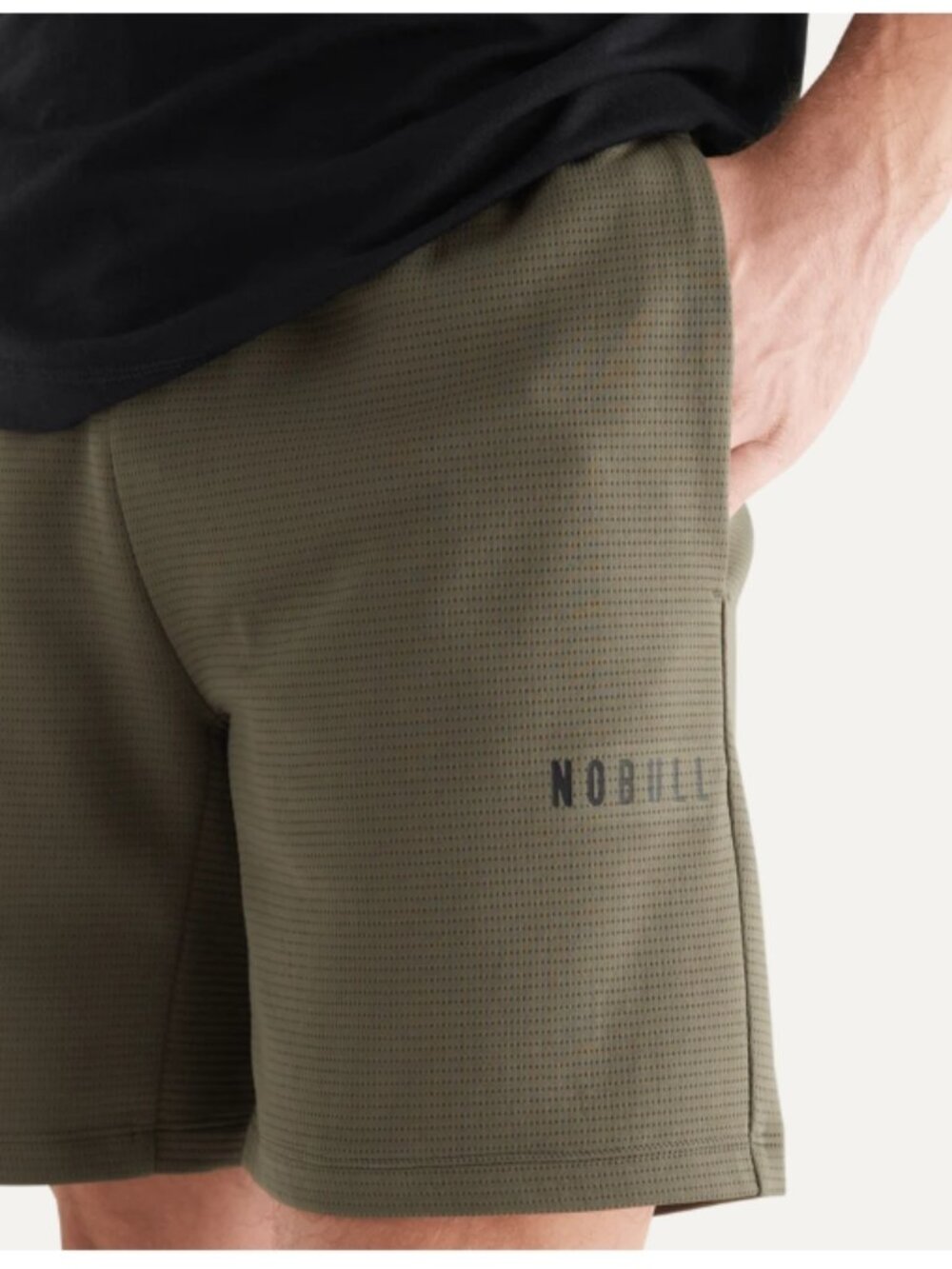 NWT NOBULL Men's Army Green Textured Knit Shorts (7 inch) - Picture 3 of 9